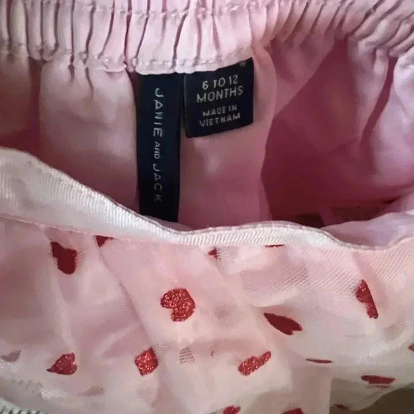 Janie and Jack pink tiered tulle sparkle hearts skirt 6-9 months - Picture 3 of 4